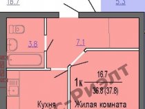 Продается 1 ком. квартира 37 кв.м